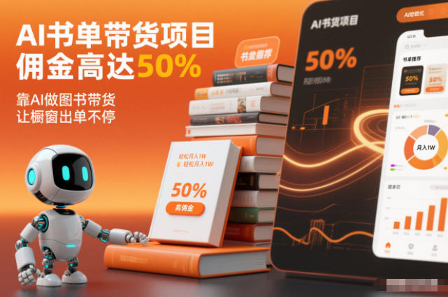 AI书单带货项目，佣金高达50%，靠AI做图书带货，让橱窗出单不停，轻松月入1W-小目标云网创