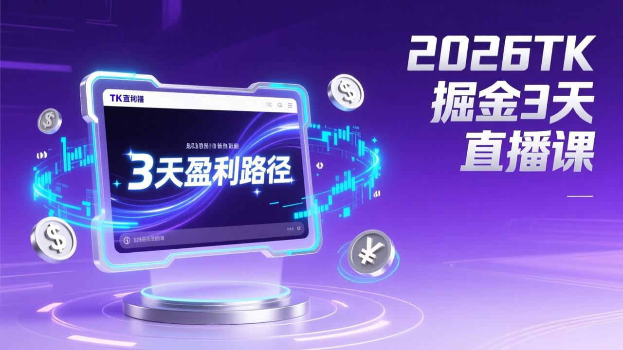 2026TK掘金直播课，起号涨粉+直播带货+商单变现+3天打通盈利路径，月入过万美金-小目标云网创