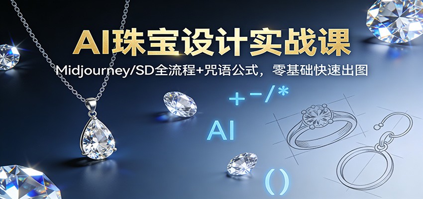 AI珠宝设计实战课:Midjourney/SD全流程+咒语公式,零基础快速出图-小目标云网创
