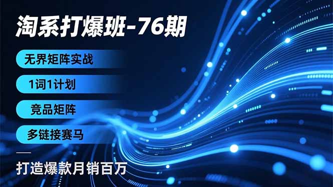 淘系打爆班-76期，无界矩阵实战，1词1计划、竞品矩阵、多链接赛马，打造爆款月销百万-小目标云网创