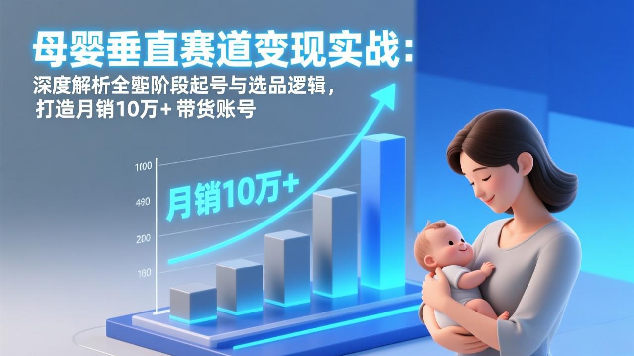 母婴垂直赛道变现实战：深度解析三大阶段起号与选品逻辑，打造月销10万+带货账号-小目标云网创
