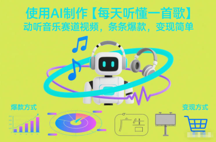 使用AI制作【每天听懂一首歌】动听音乐赛道视频,条条爆款,变现简单-小目标云网创