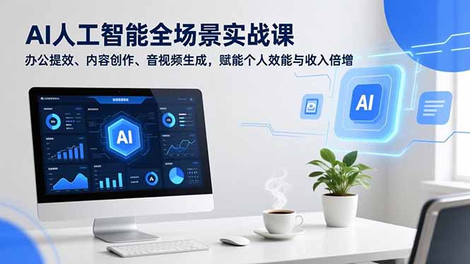 AI人工智能全场景实战课，办公提效、内容创作、音视频生成，赋能个人效能与收入倍增-小目标云网创