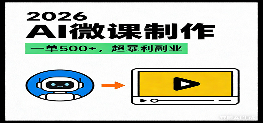 2026AI 风口最稳副业：微课代写制作，一单 500+，人人可做的蓝海项目-小目标云网创