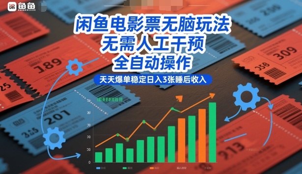 闲鱼电影票无脑玩法,无需人工干预,全自动操作,天天爆单稳定日入3张睡后收入【揭秘】-小目标云网创