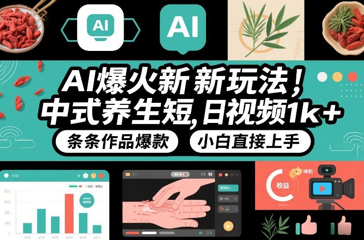 AI爆火新玩法，中式养生短视频，日收益1k+条条作品爆款，小白直接上手，附详细教程-小目标云网创