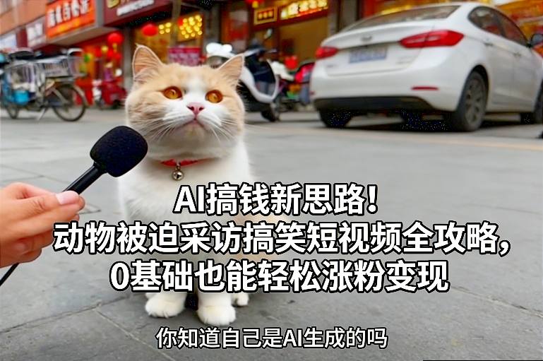 AI搞钱新思路！动物被迫采访搞笑短视频全攻略，0基础也能轻松涨粉变现-小目标云网创