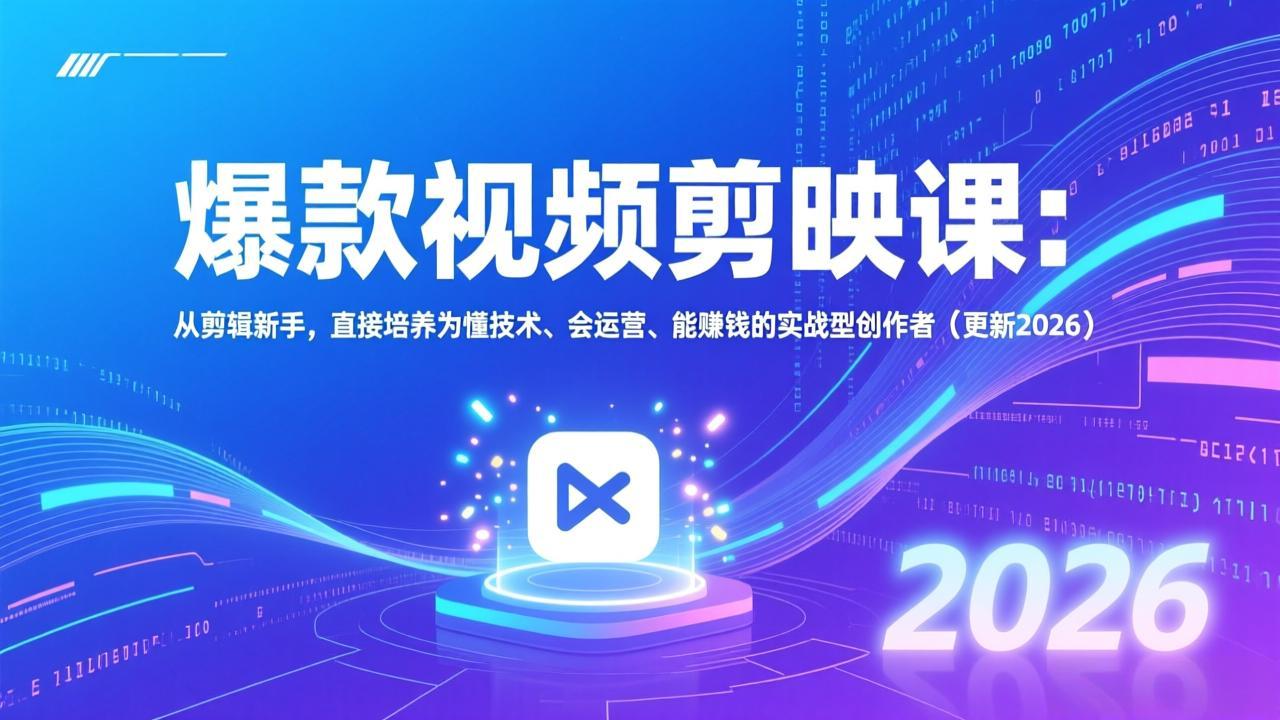 爆款视频剪映课：从剪辑新手，直接培养为懂技术、会运营、能赚钱的实战型创作者(更新2026-小目标云网创