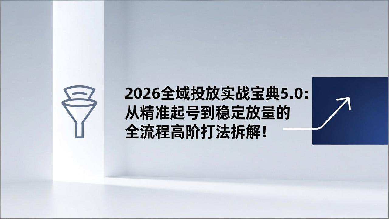 2026全域投放实战宝典5.0:从精准起号到稳定放量的全流程高阶打法拆解!-小目标云网创