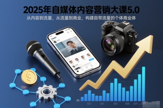 2025年自媒体内容营销大课5.0,从内容到流量,从流量到商业,构建自带流量的个体商业体-小目标云网创