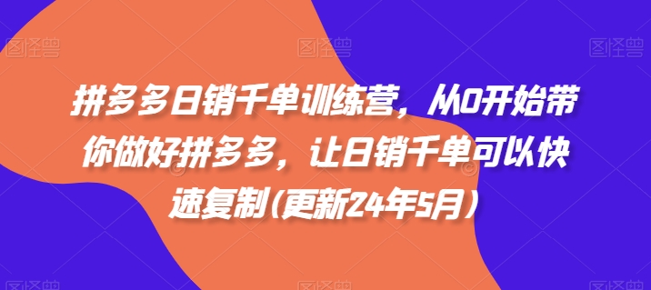 拼多多日销千单训练营,从0开始带你做好拼多多,让日销千单可以快速复制(更新25年12月)-小目标云网创