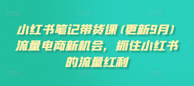 小红书笔记带货课(更新25年12月)流量电商新机会，抓住小红书的流量红利-小目标云网创