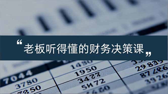 老板能听得懂的财务决策课，报表解读、数据洞察、风险识别，用财务驱动业务增长-小目标云网创
