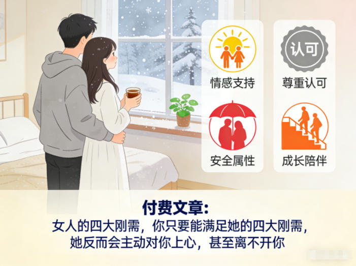 付费文章：女人的四大刚需，你只要能满足她的四大刚需，她反而会主动对你上心，甚至离不开你-小目标云网创