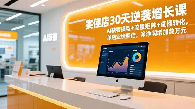 实体店30天逆袭增长课，AI获客模型+流量矩阵+直播转化，单店业绩翻倍，净利润增加数万元-小目标云网创