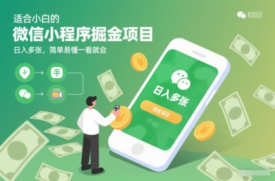 适合小白的微信小程序掘金项目，日入多张，简单易懂一看就会【揭秘】-小目标云网创