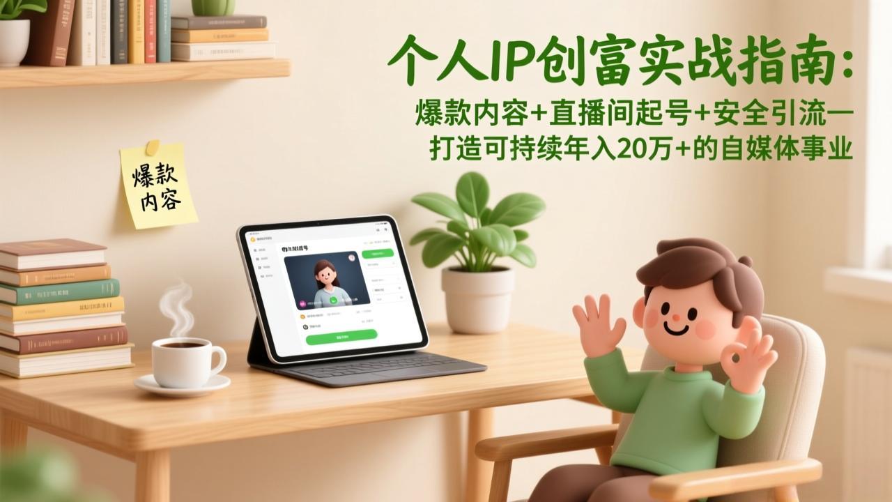 个人IP创富实战指南：爆款内容+直播间起号+安全引流，打造可持续年入20万+的自媒体事业-小目标云网创