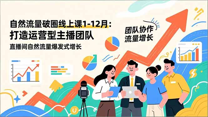 自然流量破圈线上课1-12月更新：打造运营型主播团队 直播间自然流量爆发式增长-小目标云网创