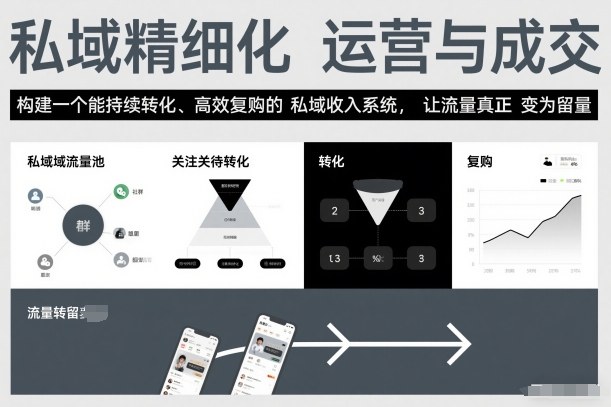 私域精细化运营与成交，构建一个能持续转化、高效复购的私域收入系统，让流量真正变为留量-小目标云网创
