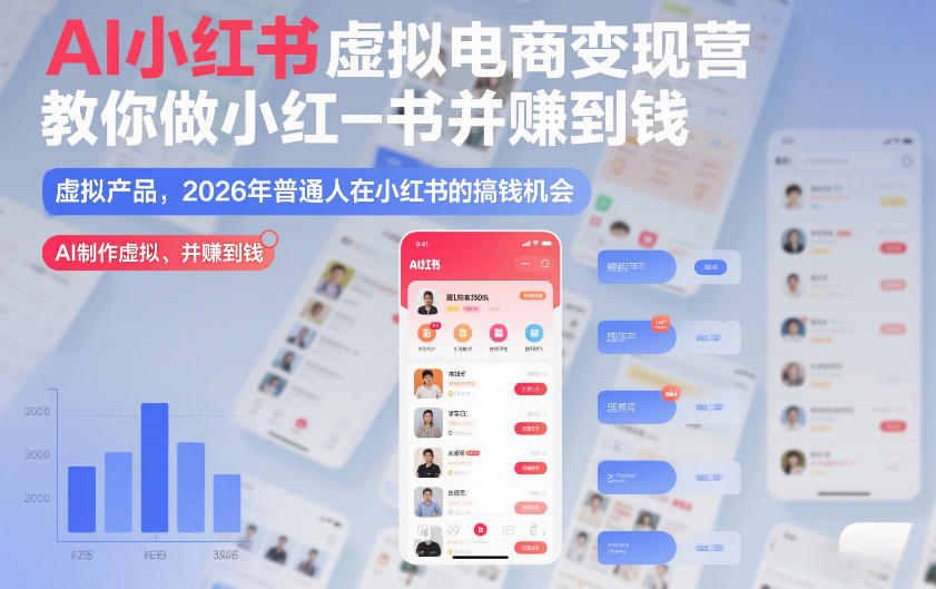 AI小红书虚拟电商变现营，教你做小红书并賺到钱，虚拟产品，2026年普通人在小红书的搞钱机会(更新中)-小目标云网创