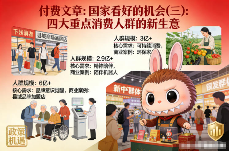 付费文章：国家看好的机会(三)：四大重点消 费人群的新生意-小目标云网创