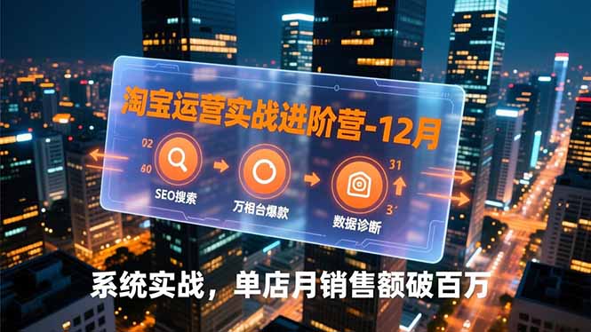 淘宝运营实战进阶营-12月：SEO搜索、万相台爆款、数据诊断，系统实战，单店月销售额破百万-小目标云网创