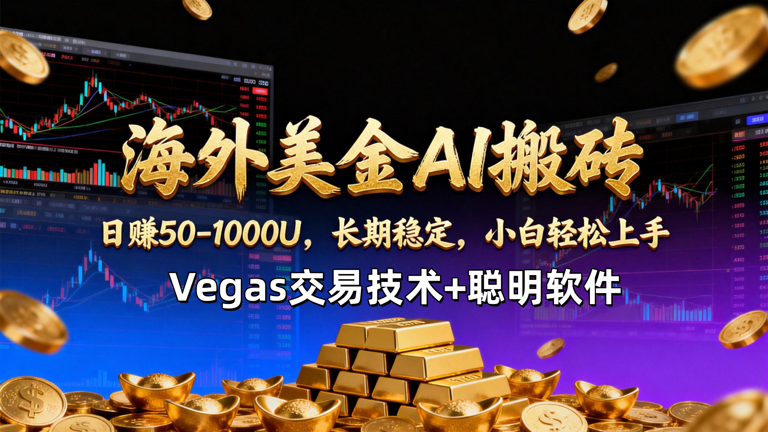 【海外美金AI搬砖】Vegas交易技术+聪明软件,日赚50-1000U,长期稳定,小白轻松上手。-小目标云网创