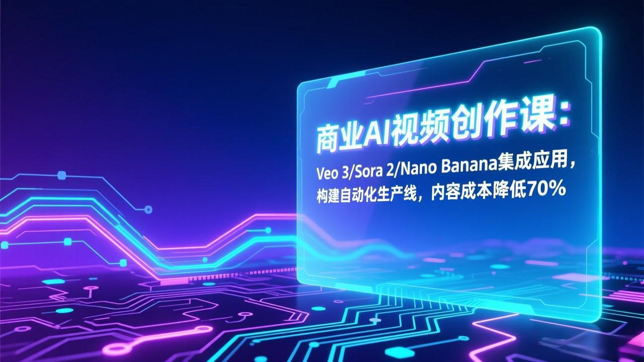 商业AI视频创作课:Veo 3/Sora 2/Nano Banana集成应用,构建自动化生产线,内容成本降低70%-小目标云网创