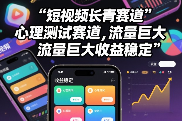 短视频长青赛道，心里测试赛道，流量巨大，收益稳定-小目标云网创