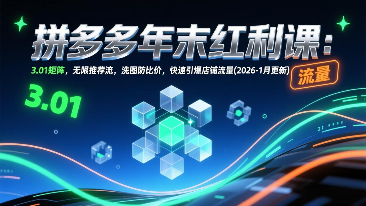 拼多多年末红利课：3.01矩阵，无限推荐流，洗图防比价，快速引爆店铺流量(2026-1月更新-小目标云网创