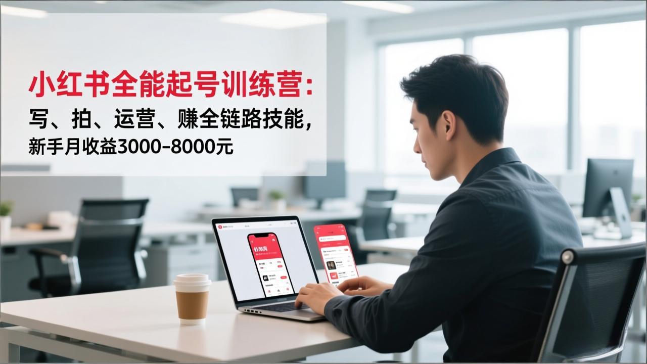 小红书全能起号训练营:写、拍、运营、赚全链路技能,新手月收益3000-8000元-小目标云网创