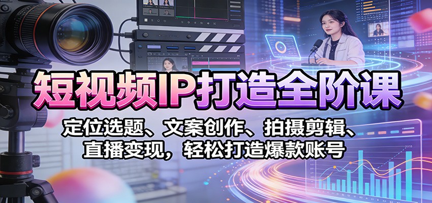 短视频IP打造全阶课：定位选题、文案创作、拍摄剪辑、直播变现，轻松打造爆款账号-小目标云网创
