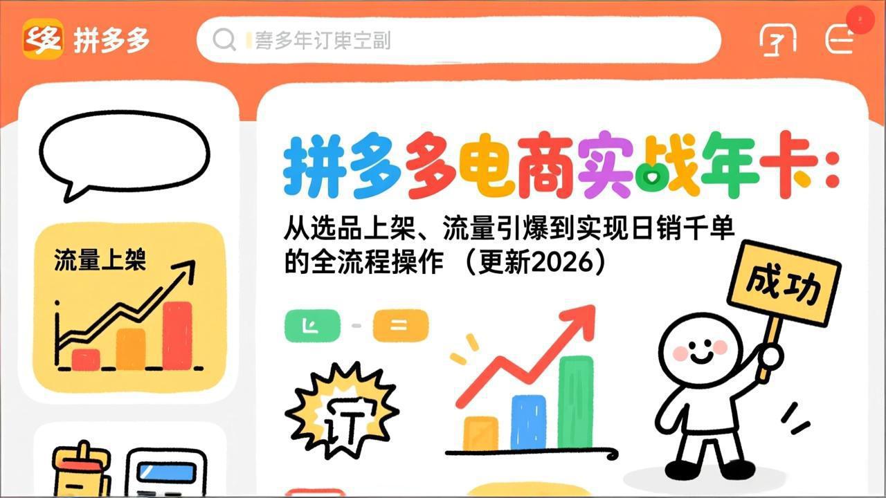 拼多多电商实战年卡：从选品上架、流量引爆到实现日销千单的全流程操作(更新2026-小目标云网创