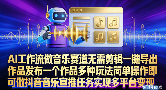 AI工作流做音乐赛道，无需剪辑，一键导出作品发布，一个作品多种玩法，简单操作即可做抖音音乐宣推任务-小目标云网创
