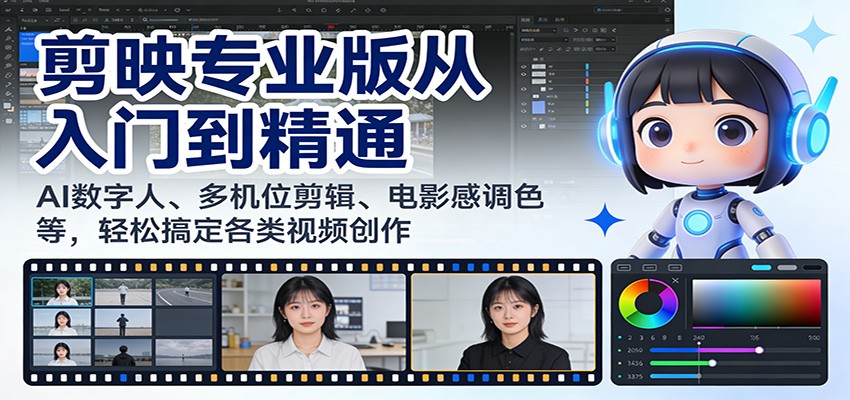 剪映专业版从入门到精通:AI数字人、多机位剪辑、电影感调色等,轻松搞定各类视频创作-小目标云网创