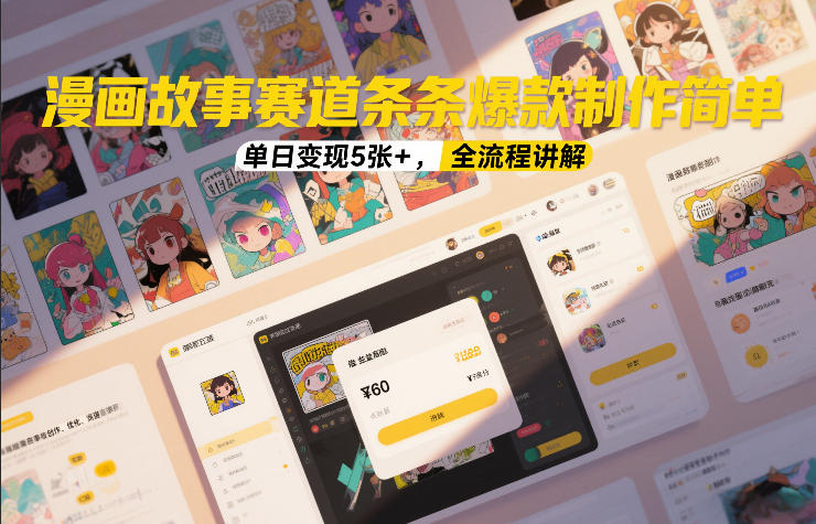 漫画故事赛道条条爆款制作简单，单日变现5张+，全流程讲解-小目标云网创