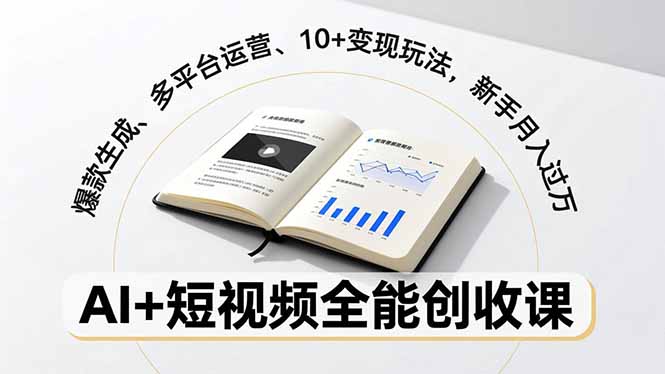 AI+短视频全能创收课，爆款生成、多平台运营、10+变现玩法，新手月入过万-小目标云网创
