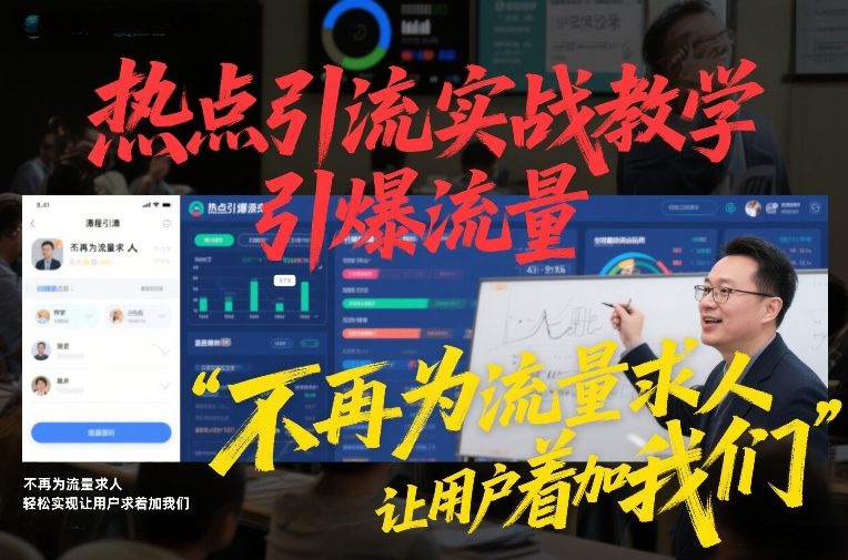热点引流实战教学，引爆流量，不再为流量求人，轻松实现让用户求着加我们-小目标云网创
