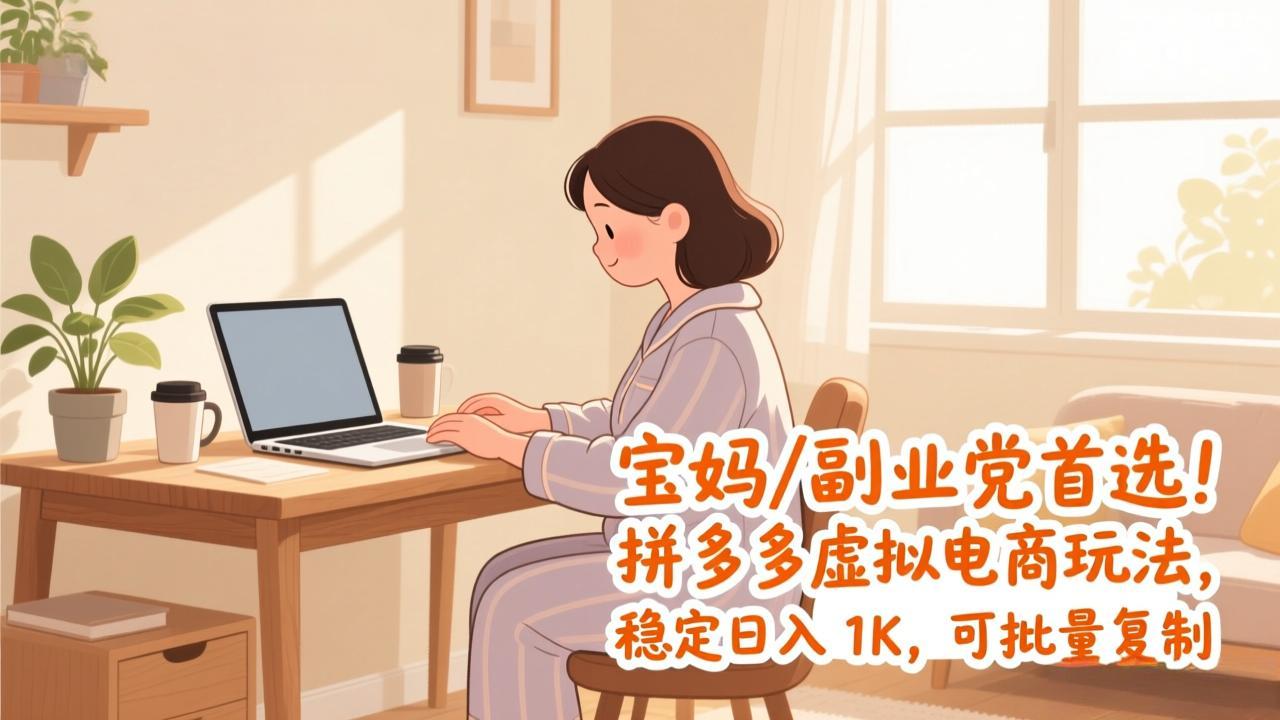 宝妈 / 副业党首选！拼多多虚拟电商玩法，稳定日入 1K，可批量复制-小目标云网创