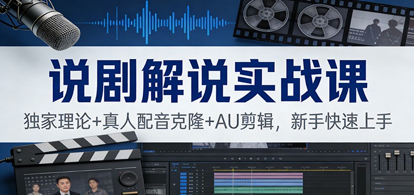 说剧解说实战课：独家理论+真人配音克隆+AU剪辑，新手快速上手-小目标云网创