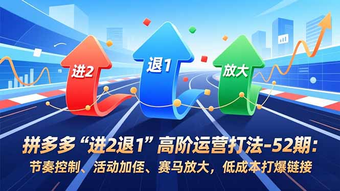 拼多多“进2退1”高阶运营打法-52期：节奏控制、活动加权、赛马放大，低成本打爆链接-小目标云网创