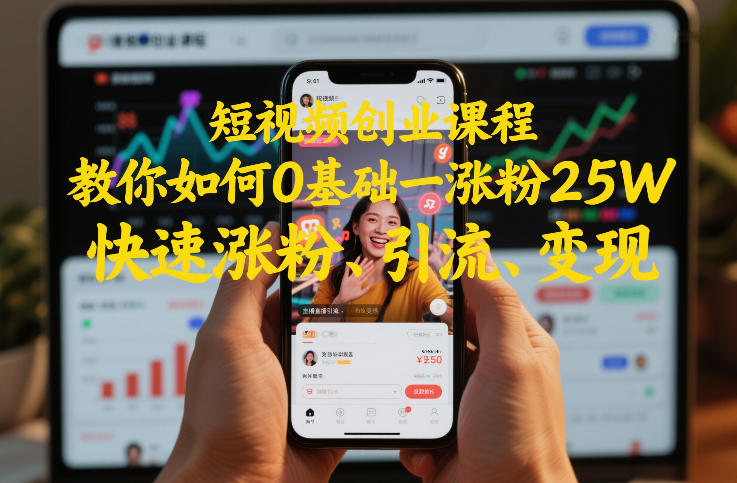 短视频创业课程，教你如何0基础一天涨粉25W，快速涨粉、引流、变现-小目标云网创